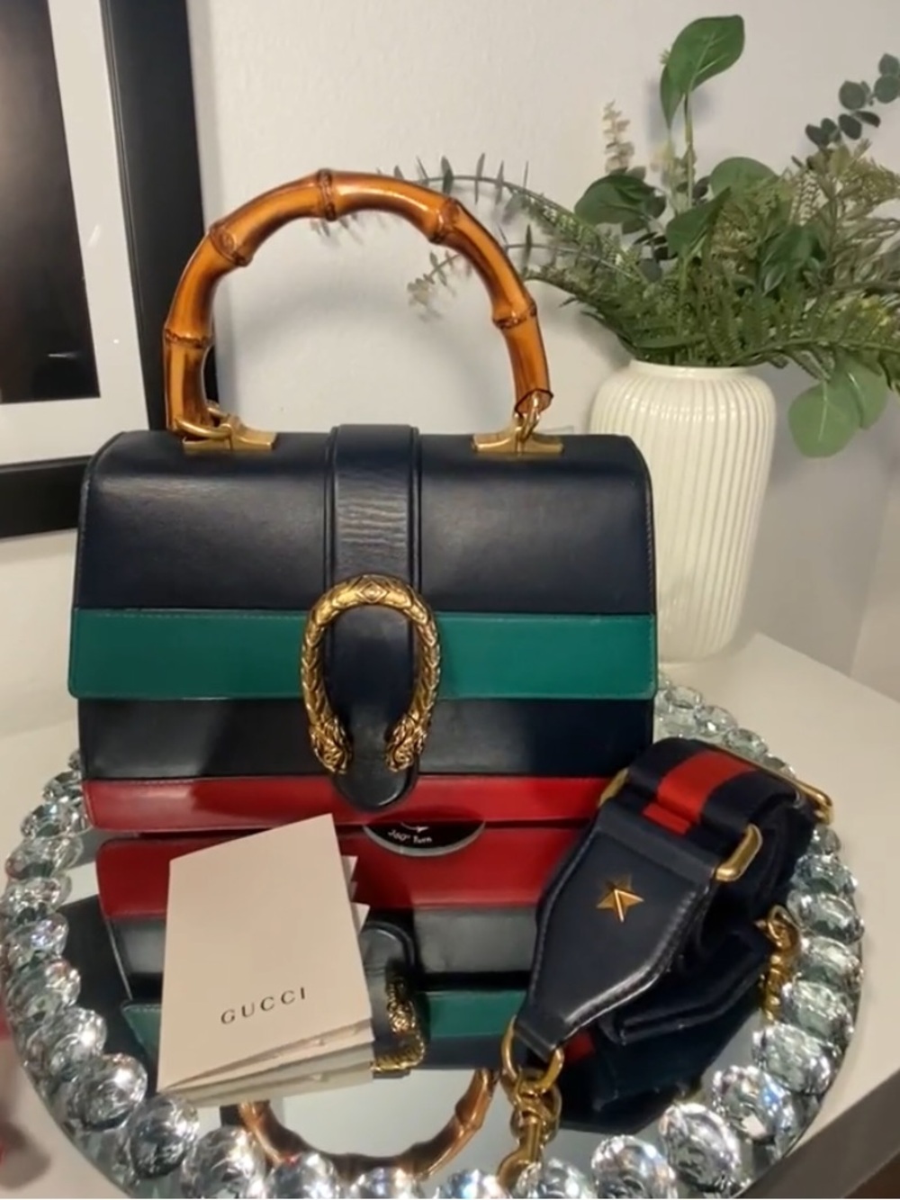 GUCCI Dionysus Bamboo Sylvie Web Top Handle Bag COA